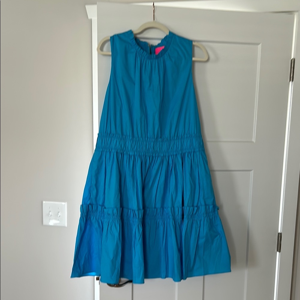 Lilly Pulitzer blue, ruffled, cotton sundress